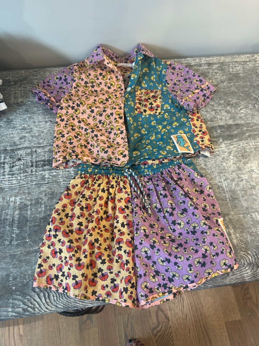 Zimmermann Kids Patchwork Floral Pajama Set - Pink, Purple, Teal, Yellow